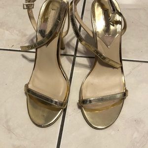 gold ankle strap heels